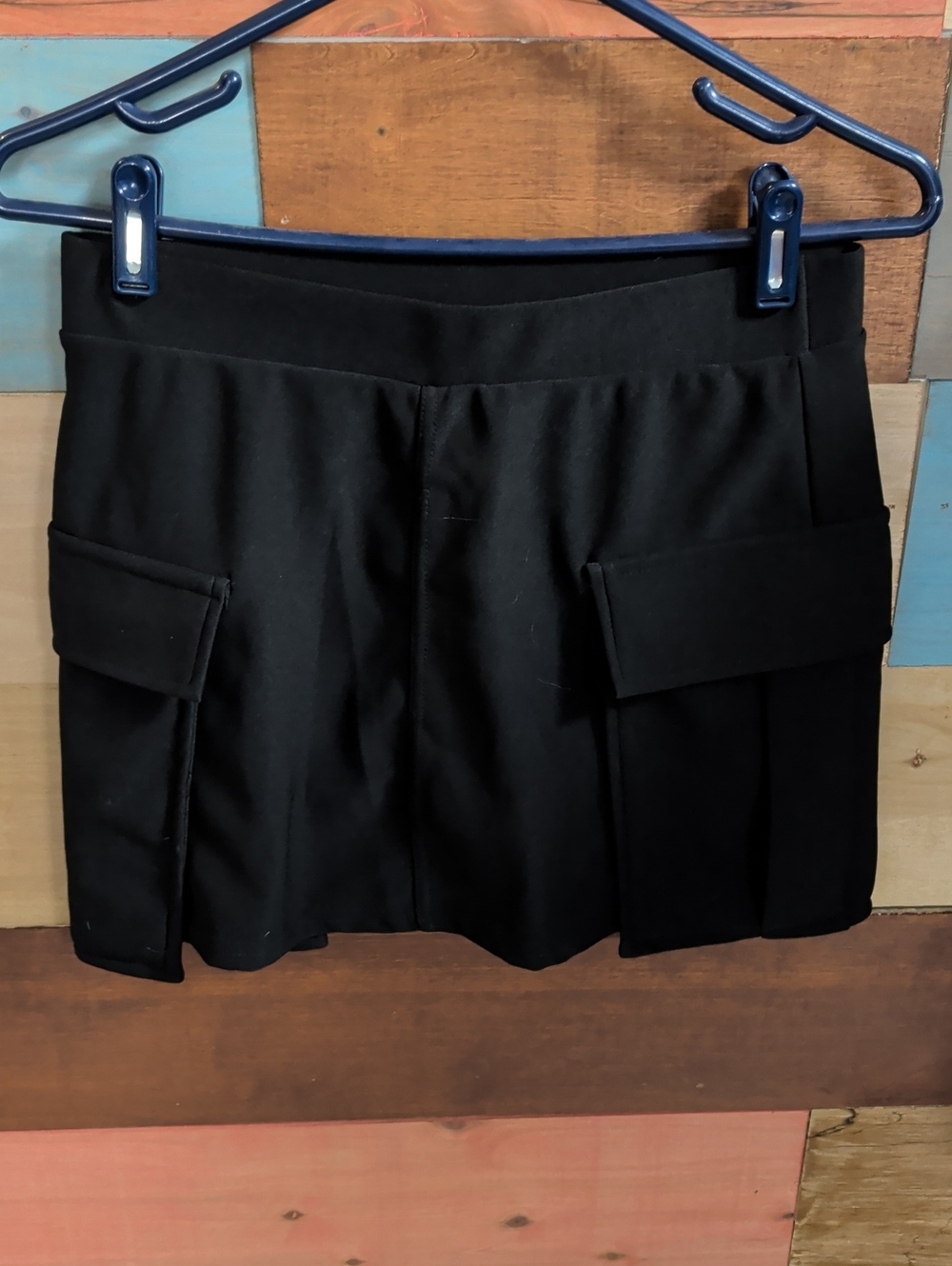 shosho Black Mini Skirt with Cargo Flap Pockets